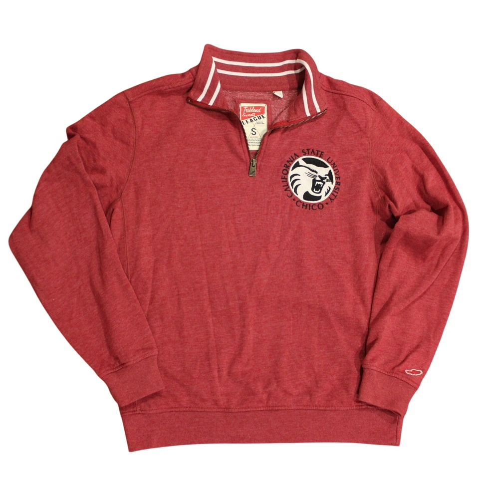 League Triblend Sweats CSU Chico Wildcats Quarter Zip Pullover Red Mens Small